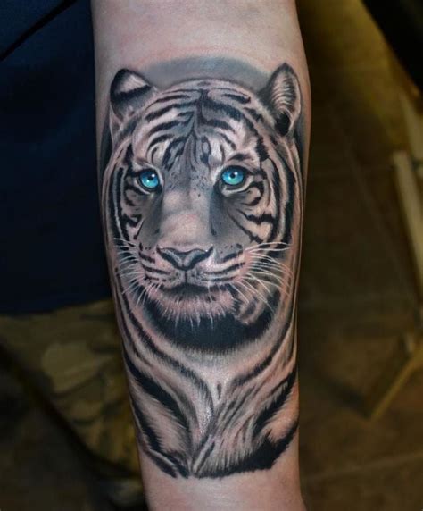 Blue Eyed Realistic White Tiger Tattoo White Tiger Tattoo Tiger