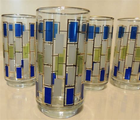 Vintage Nordic Pattern By Libbey Glass Retro Multi Colored