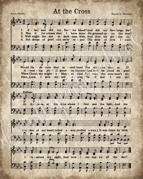 At The Cross Print Hymn Printable Vintage Sheet Music Etsy