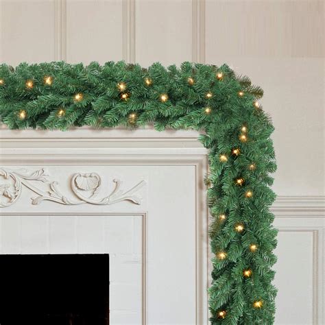 Acebranco Christmas Garland With Lights For Mantelpiece Stairs9ft
