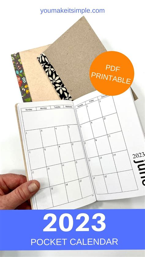 Printable Pocket Calendar 2023 Printable Calendar 2023
