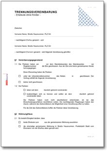 Diese vorlage eignet sich sowohl für privatpersonen als auch unternehmen bzw. Trennungsvereinbarung (Eheleute ohne Kinder) • DE Vertrag ...