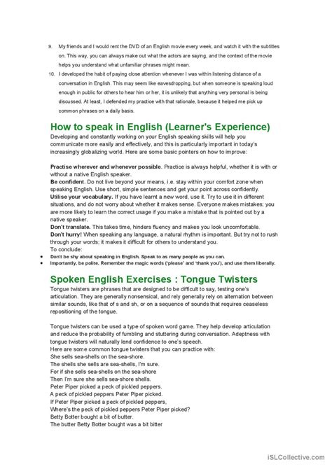 Spoken English Tips English Esl Worksheets Pdf And Doc