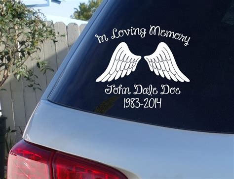 In Loving Memory Car Window Decal With Angel Wings Car