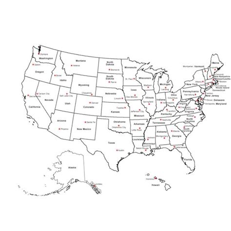 Laminated Poster Blank United States Map Poster Picture States Capitals