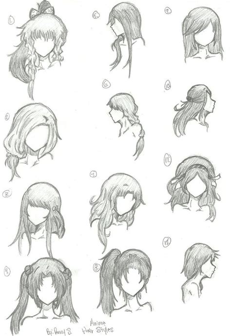 Hair Styles 1 12 By Animebleach14 On Deviantart How To Draw Hair Anime Hair Girl Hair Drawing