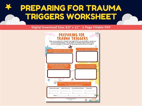 Trauma Triggers Prep Worksheet For Kids Teens Child Etsy