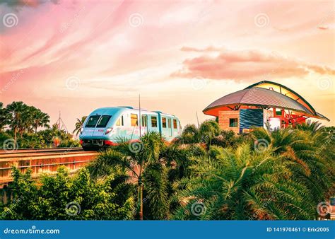 Sentosa Express Monorail Train Singapore In Evening Stock Image Image