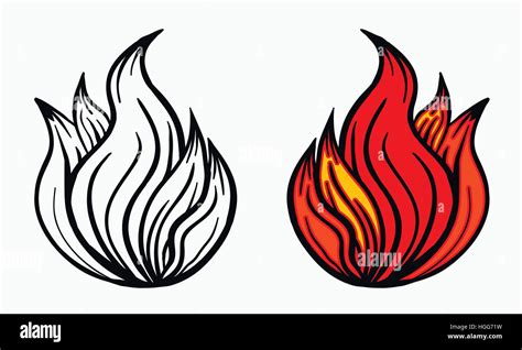 Fire Icon Vector Spurts Of Flame In Black White And Red Vector