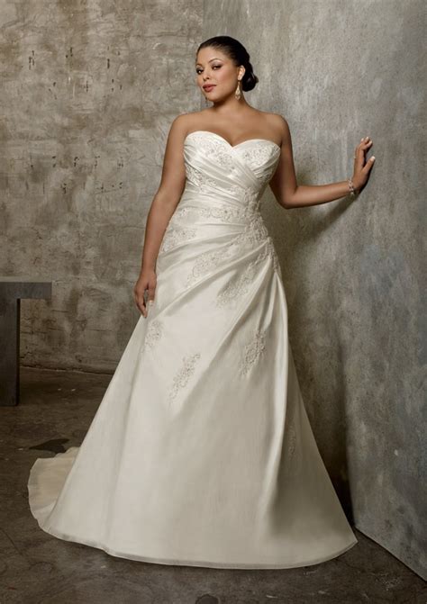 Stunning styles for all of your upcoming weddings. Plus Size Luxe Taffeta Wedding Dress with Lace | Morilee