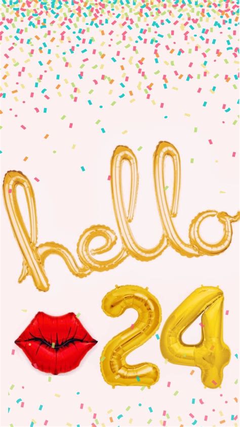 Hello 24 Foil Balloon Background Happy 24th Birthday 24th Birthday