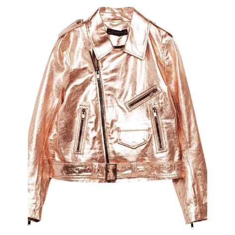 Zara Leather Rose Gold Metallic Leather Jacket 2206945 Idr Liked On