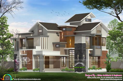 2950 Sq Ft 4 Bhk Mixed Roof Kerala Home Design Kerala Home Design And