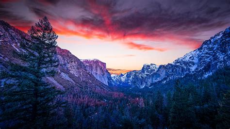 Mountains Forest Twilight Canyon Clouds Sunset Hd Wallpaper Peakpx