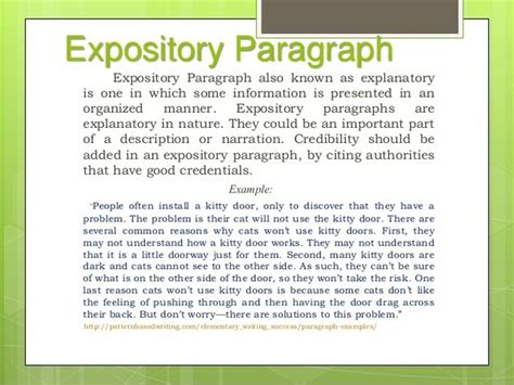 The analytical expositions are organized in three stages : What are some examples of an expository paragraph? - Quora
