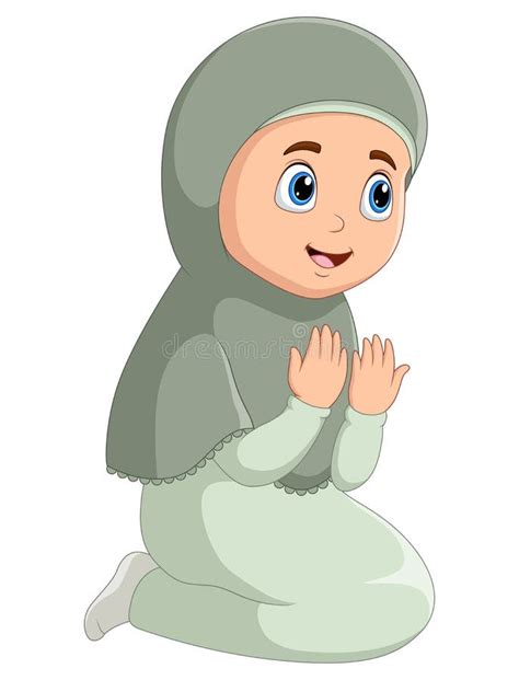 Muslim Kid Praying Isolated On White Background Stock Vector
