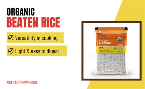 Pro Nature 100 Organic Beaten Rice Medium Poha 500g