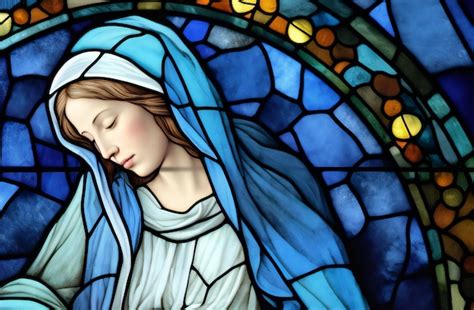 Premium Ai Image Illustration In Stained Glass Window Style Of The Virgin Mary With Baby Jesus