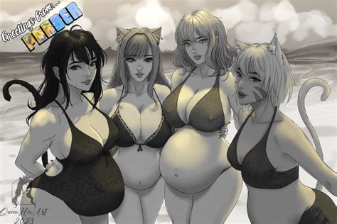 Rule 34 4girls Beach Belly Big Belly Big Breasts Bikini Breasts Cat