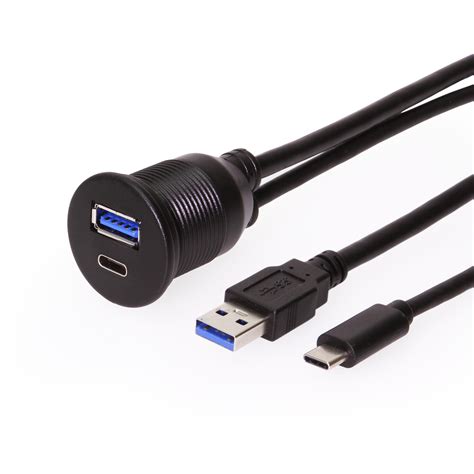3ft panel mount 1 usb c 3 0 and 1 usb a 3 0 male to female extension cable