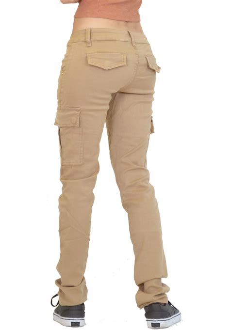 new womens ladies slim fitted stretch combat jeans pants skinny cargo trousers