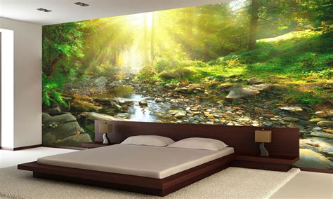 Photo Wallpaper River Green Forest Giant Wall Decor Paper