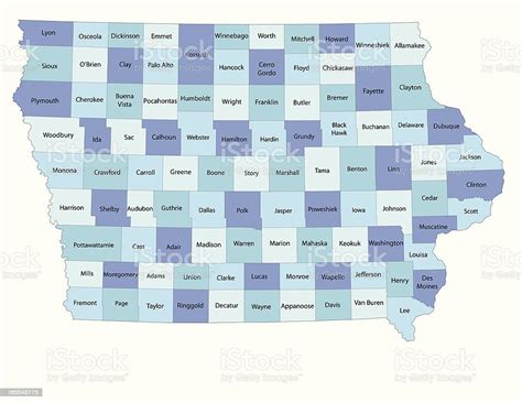 Iowa State County Map Stock Illustration Download Image Now Istock