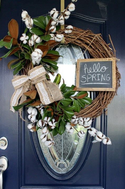 Super Easy Diy Spring Wreath Using Magnolia And Cotton Spring Diy