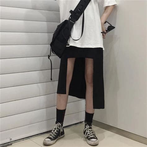 Itgirl Shop Japanese Fashion Irregular Design Long Black Skirt Skirt