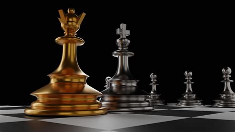 The King In Battle Chess Game Stand On Chessboard With Black Isolated