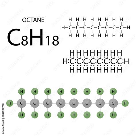Octane Organic Chemical Compound Molecule Stick Model Structural