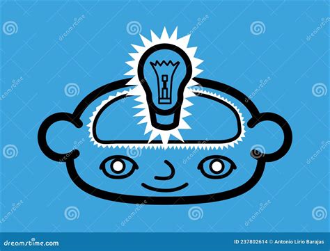 A Head Icon Representing A Bright Idea Vector Illustration Stock