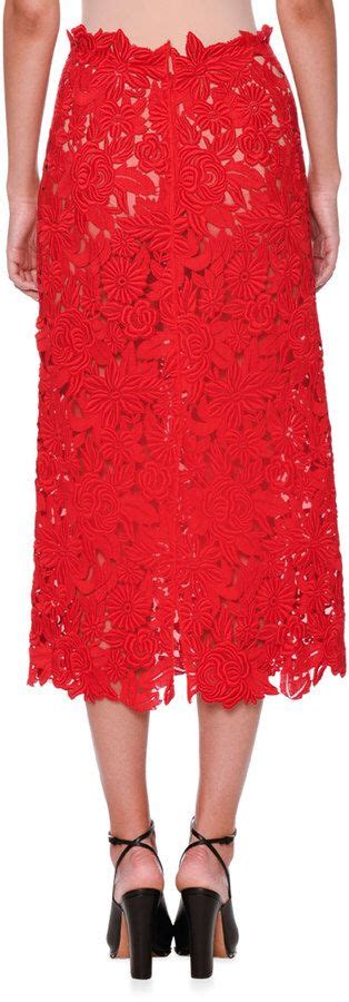 valentino guipure lace a line midi skirt red shopstyle clothes and shoes lace midi skirt