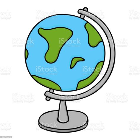 Globe Model Of Earth Colored Doodle Style Illustration Stock