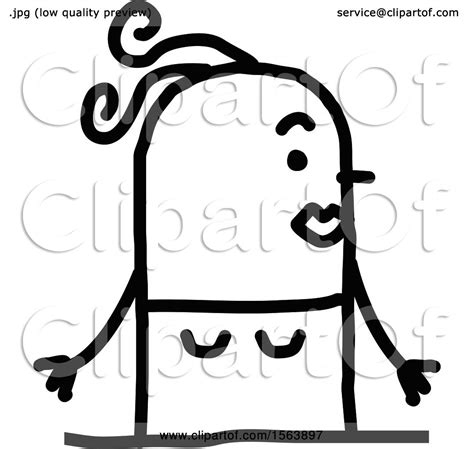 Clipart Of A Surprised Stick Woman Royalty Free Vector Illustration