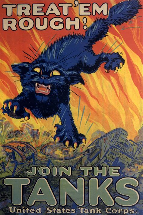 Cat Treatem Rough Join The Tanks United States Usa Tank Corps War Vintage Poster Poster