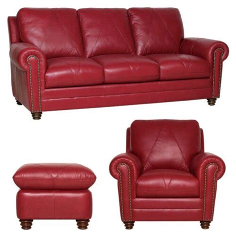 Do you assume leather reclining chair with ottoman seems to be great? New Luke Leather "Weston" Cherry Red Italian Leather 3Pc ...