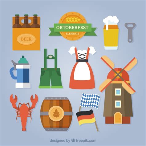 Free Vector Colorful Pack Of Traditional German Elements