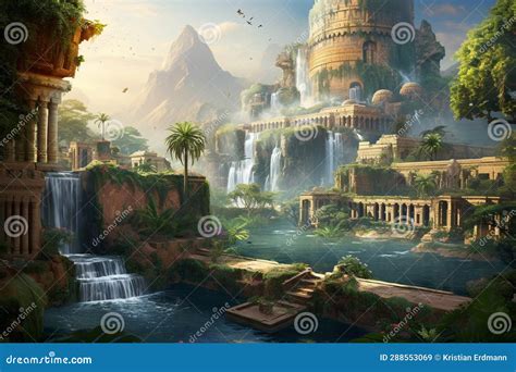 The Hanging Gardens of Babylon: a Digital Oasis in Ancient Times Stock