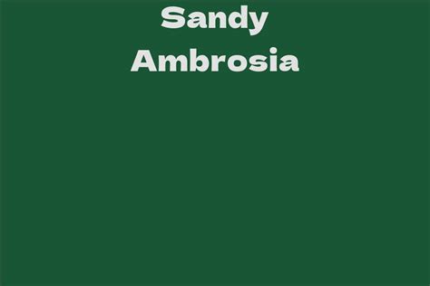 Sandy Ambrosia Facts Bio Career Net Worth Aidwiki