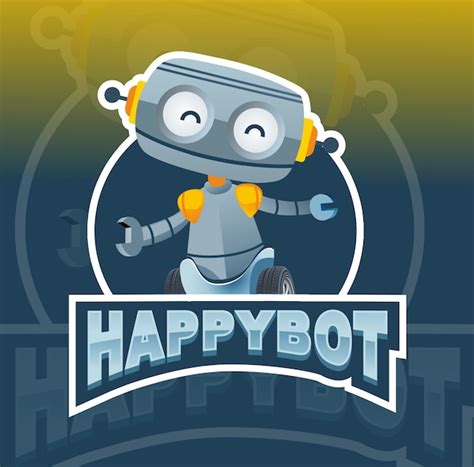 Happy Robot Mascot Logo Design Vector Premium Download