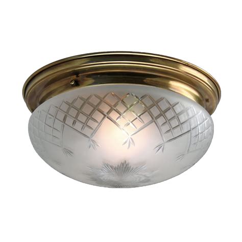 Classic Victorian Style Flush Fit Low Ceiling Light With Etched Shade