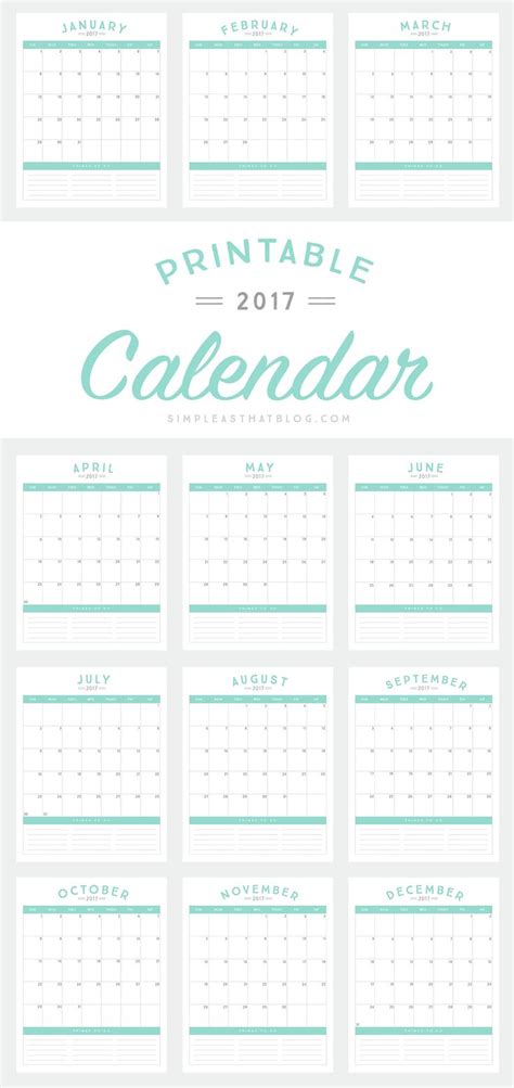Free Printable 2017 Calendar Free Printables Organizational