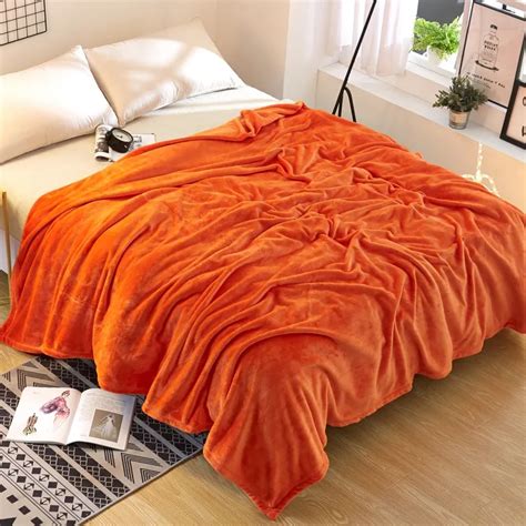 Fashionable Orange Pure Color Christmas Present Solid Color Bed Blanket