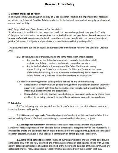Free 10 Academic Research Ethics Samples And Templates In Ms Word Pdf