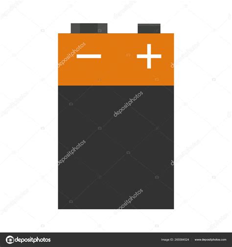 9v Batterie Frontansicht Vektor Flaches Symbol Zeichen Isoliert Auf
