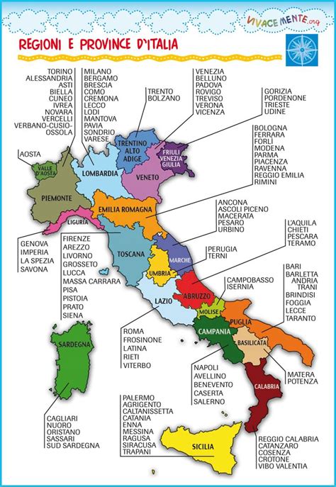 Cartina Dellitalia Regioni E Province Mappa Dellitalia Attività