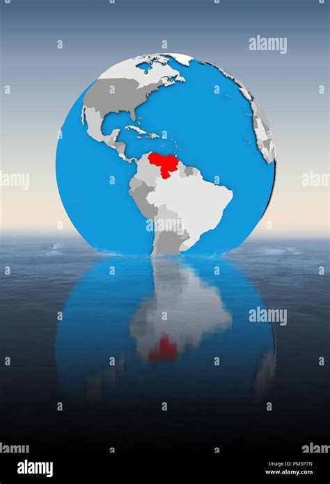 Venezuela On Globe Floating In Water 3d Illustration Stock Photo Alamy