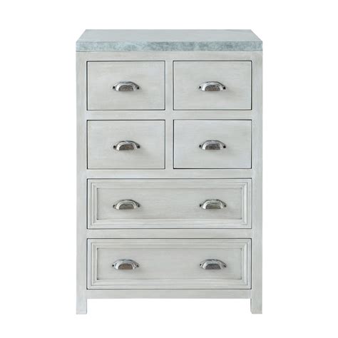 Meuble bas de cuisine en bois d'acacia gris L 60 cm Zinc | Maisons du Monde