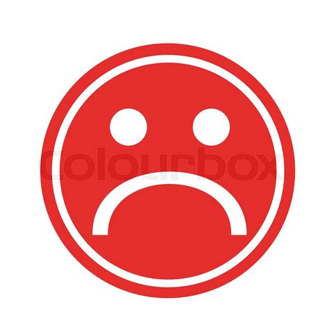 Sad Smiley Icon In Red Stock Vector Colourbox